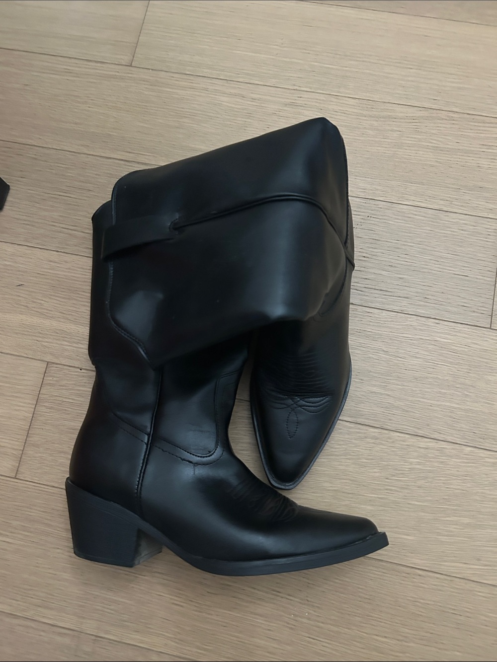 Classic Black Western Knee-High Boots